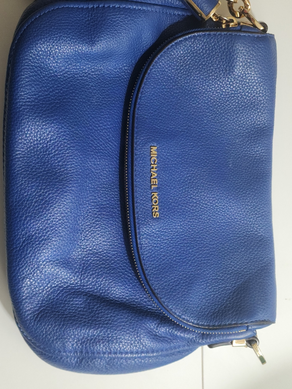 Michael Kors Cobalt Blue Pebbled Leather Crossbody with Gold Hardware